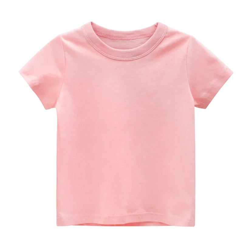 Summer Solid Color Children Cotton T-shirt 2-10Y Pink kids clothing - Tophatter Daily Deals