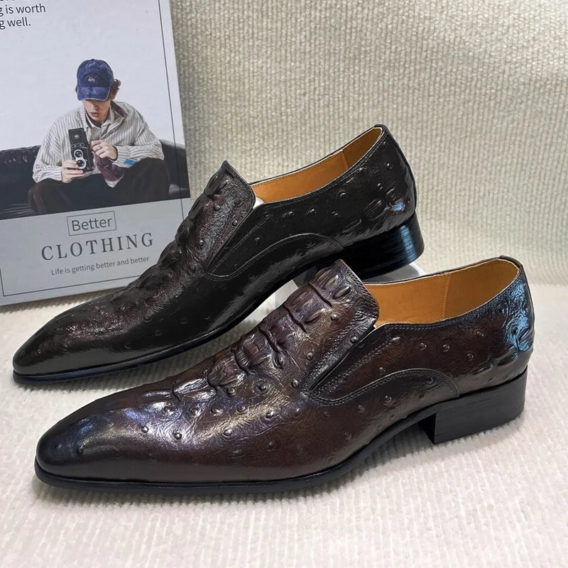 Formal Oxford Leather Python Pattern Men Loafers Brown Men Shoes - Tophatter Daily Deals