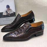 Formal Oxford Leather Python Pattern Men Loafers Brown Men Shoes - Tophatter Daily Deals