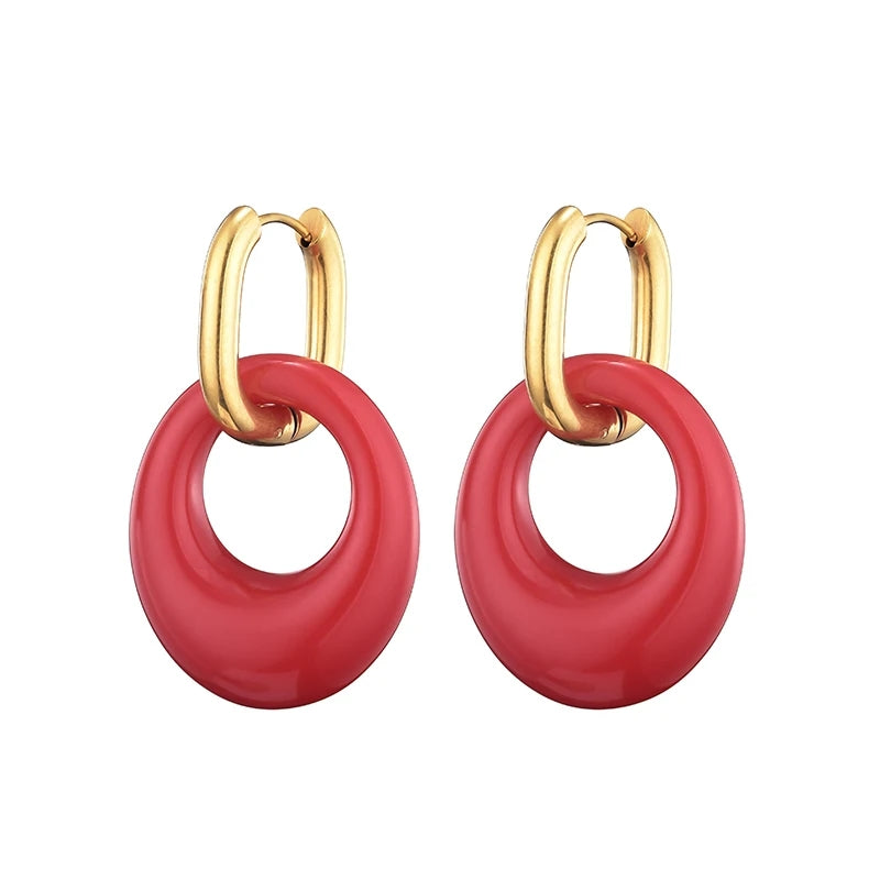 Fashion Hollow Oval Acrylic Resin Pendant Hoop Earrings Earrings - Tophatter Daily Deals