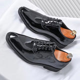 Patent Leather Men's Shoes Pointed Oxford Men Dresses Shoes - Tophatter Daily Deals
