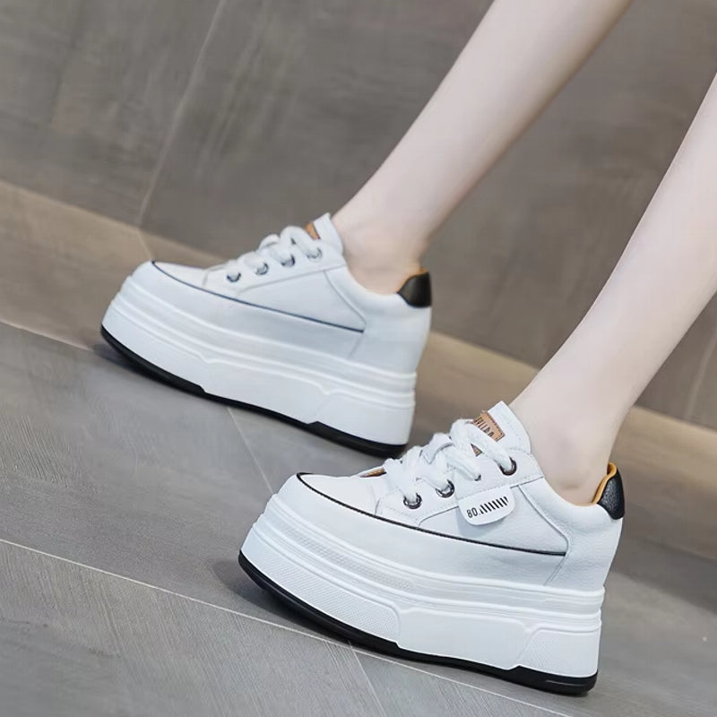 Cow Suede Genuine Leather Platform Shoes 9cm High Heel Sneaker - Tophatter Daily Deals