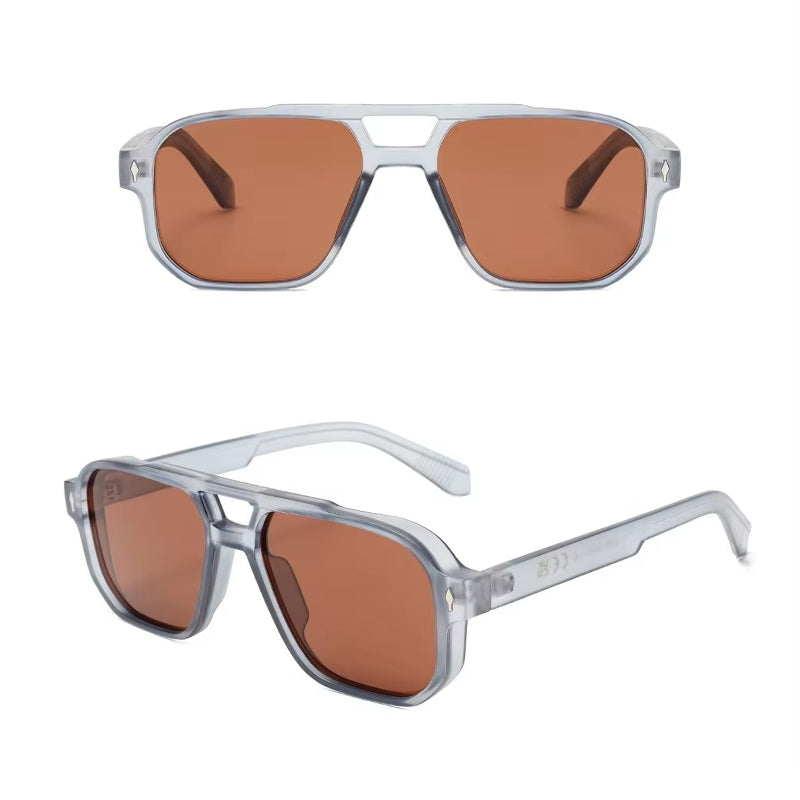 Vintage Double Bridges Square Men Sunglasses Light Blue Sunglasses - Tophatter Daily Deals