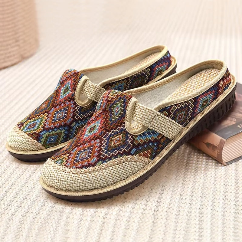 Ethnic Style Casual Slippers Shoes for Women Red Slippers - Tophatter Daily Deals