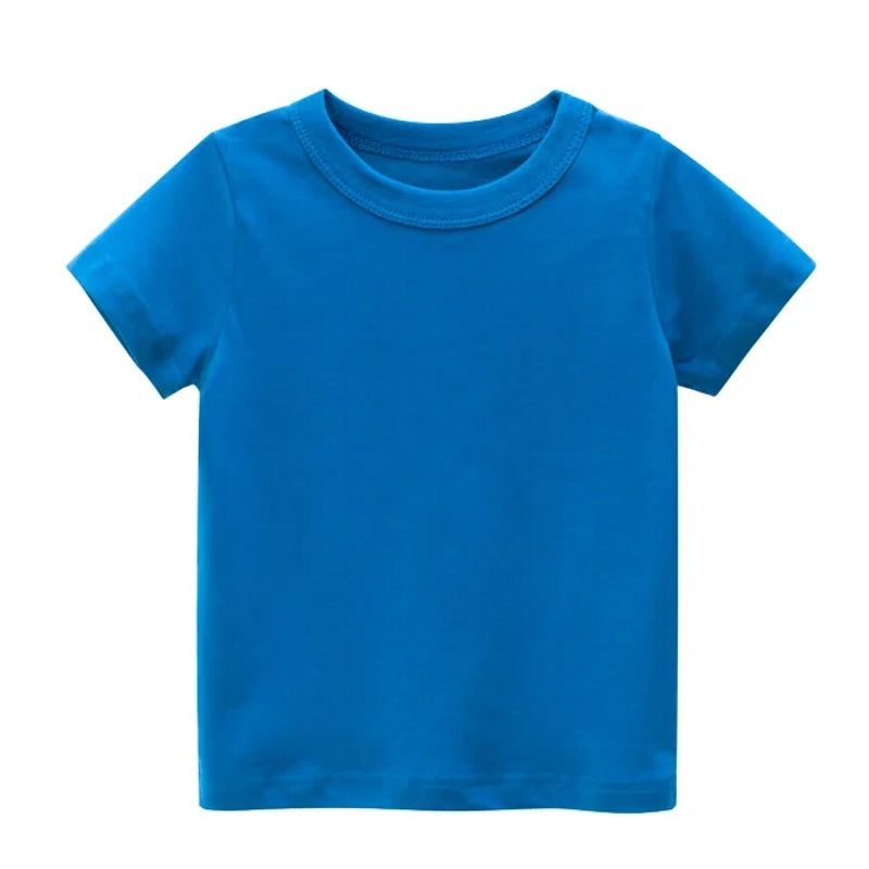 Summer Solid Color Children Cotton T-shirt 2-10Y Blue kids clothing - Tophatter Daily Deals