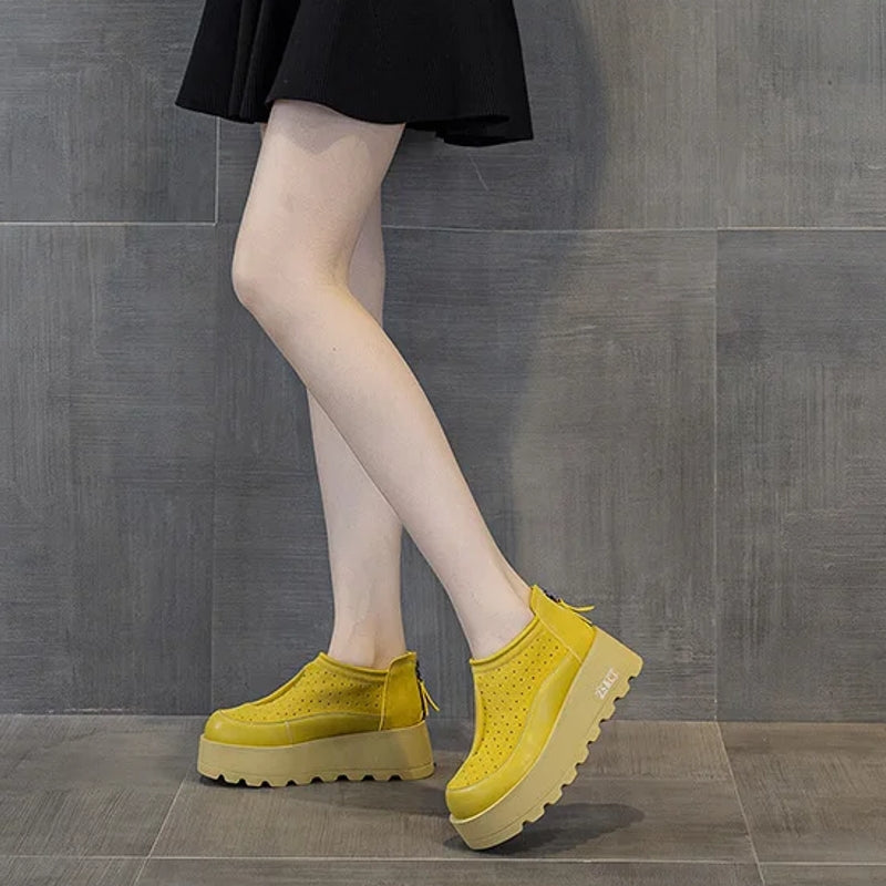 Women Suede Cow Causal Shoes Wedge Flats 6CM Casual Women Shoes - Tophatter Daily Deals