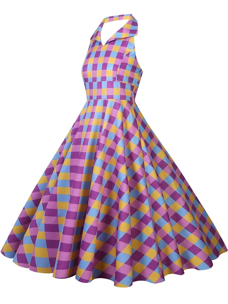 Retro Halter Party Midi Dresses Midi Dresses - Tophatter Daily Deals