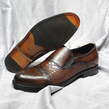 Classic Snake Print Genuine Leather Cap Toe Shoes Men Dresses Shoes - Tophatter Daily Deals
