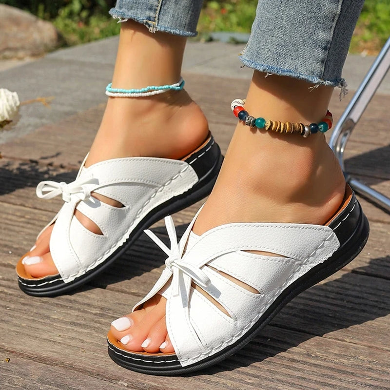 Women Sandals Sweet Wedges Heels Sandals White Shoes - Tophatter Daily Deals