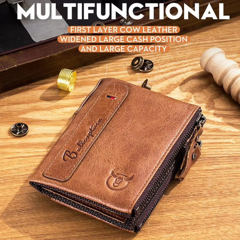 Genuine Leather Wallet for Men Vintage Bifold Wallets - Tophatter Daily Deals