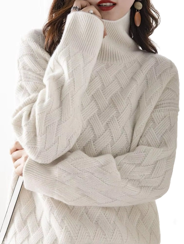 Women Loose Sweater Winter Long Sleeve Blouse Beige Blouses - Tophatter Daily Deals