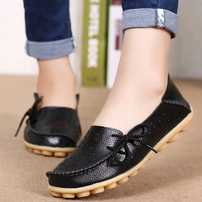 Women Casual Shoes Breathable Leather Loafers Women Shoes - Tophatter Daily Deals