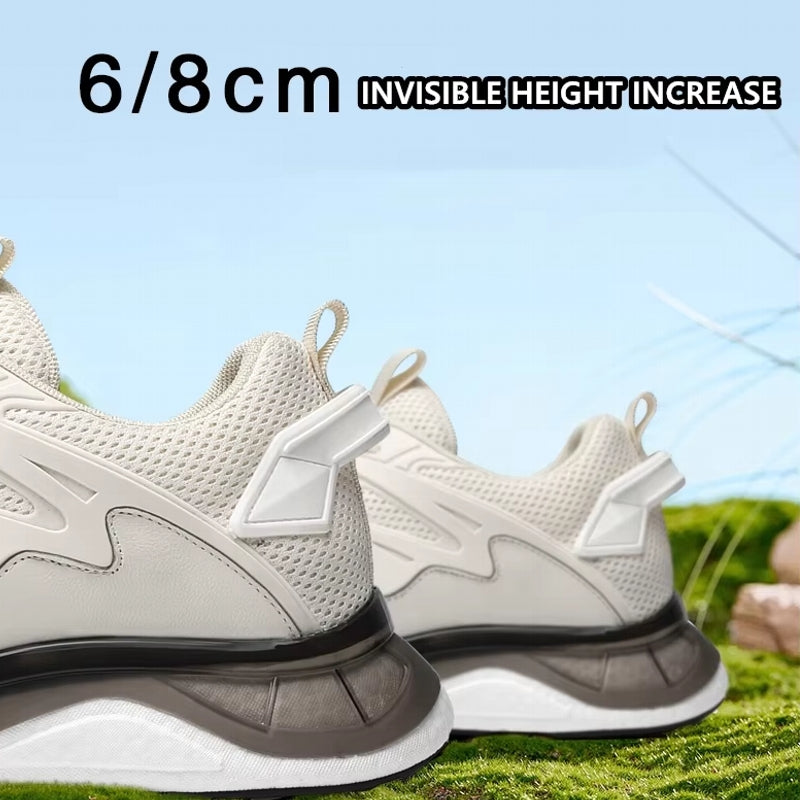 Unisex Cowhide Casual Height Increasing Shoes High Heel Sneaker - Tophatter Daily Deals