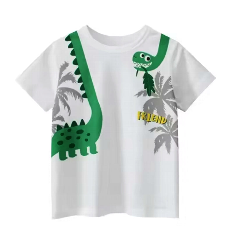 Cartoon Dinosaur T-shirts for boys O-neck children Cloth Gray kids clothing - Tophatter Daily Deals