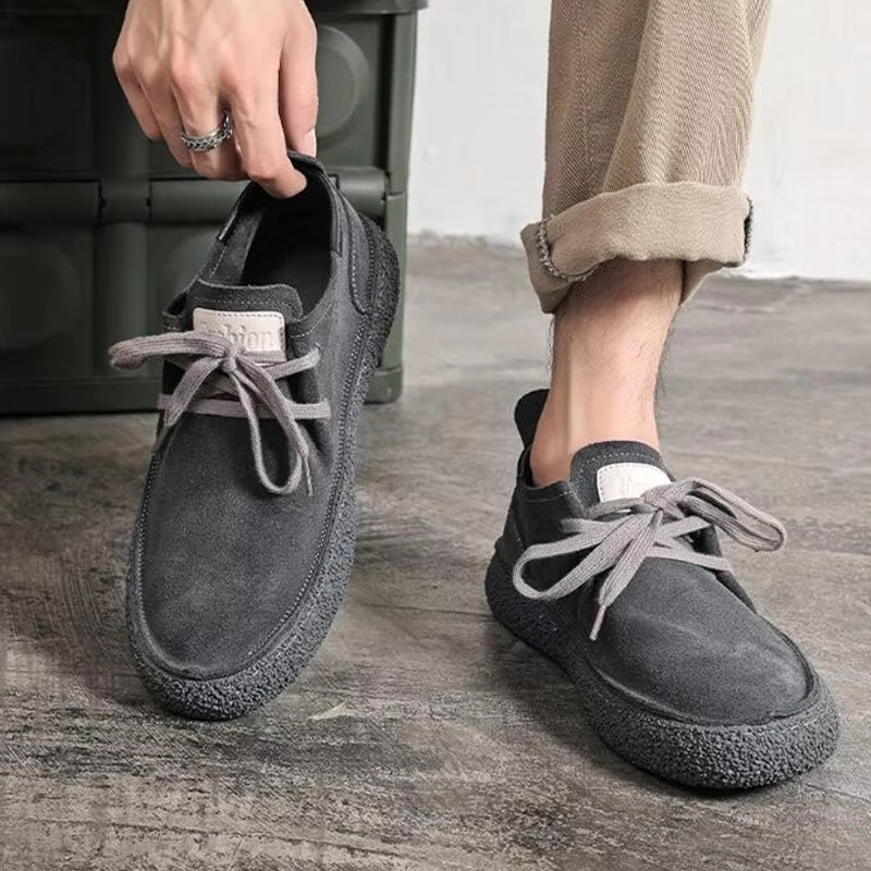 Men Suede Genuine Leather Casual Shoes Men Shoes - Tophatter Daily Deals