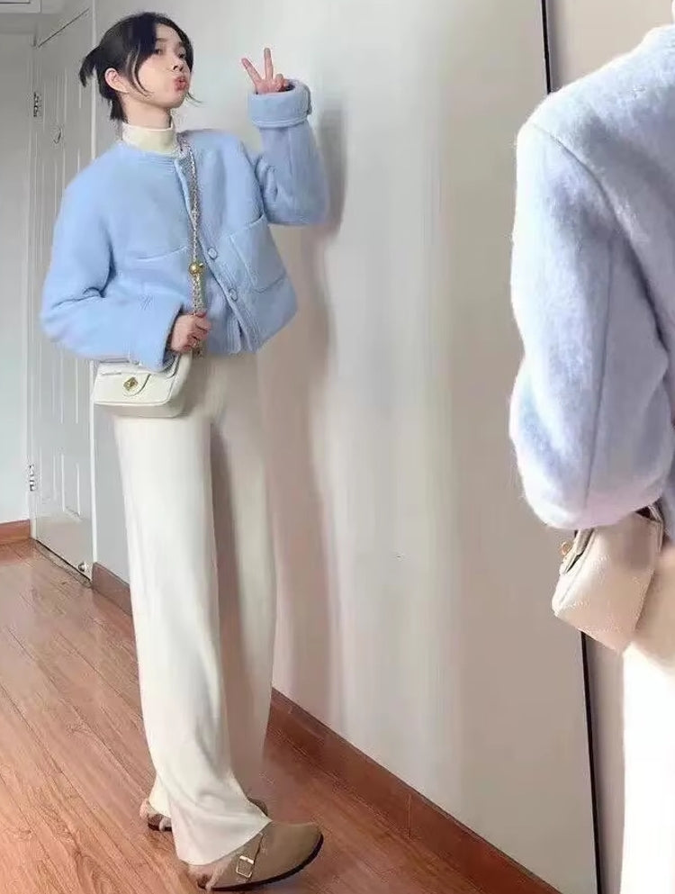 Loose Wool Knitted Wide-leg Trousers for Women Pants - Tophatter Daily Deals