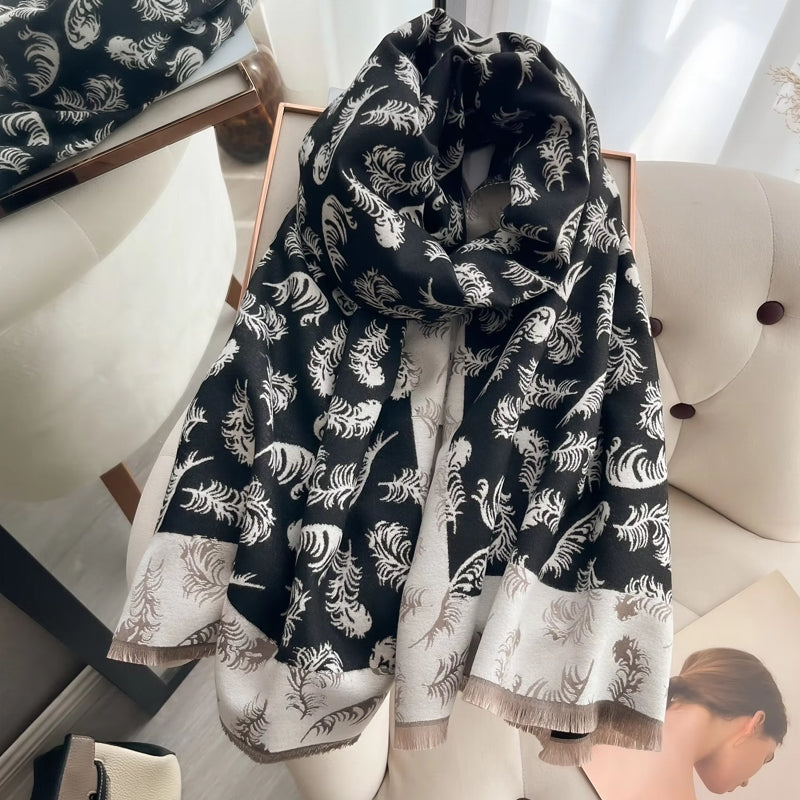 Women Scarf Warm British Style Thicken Black Shawl Scarf - Tophatter Daily Deals