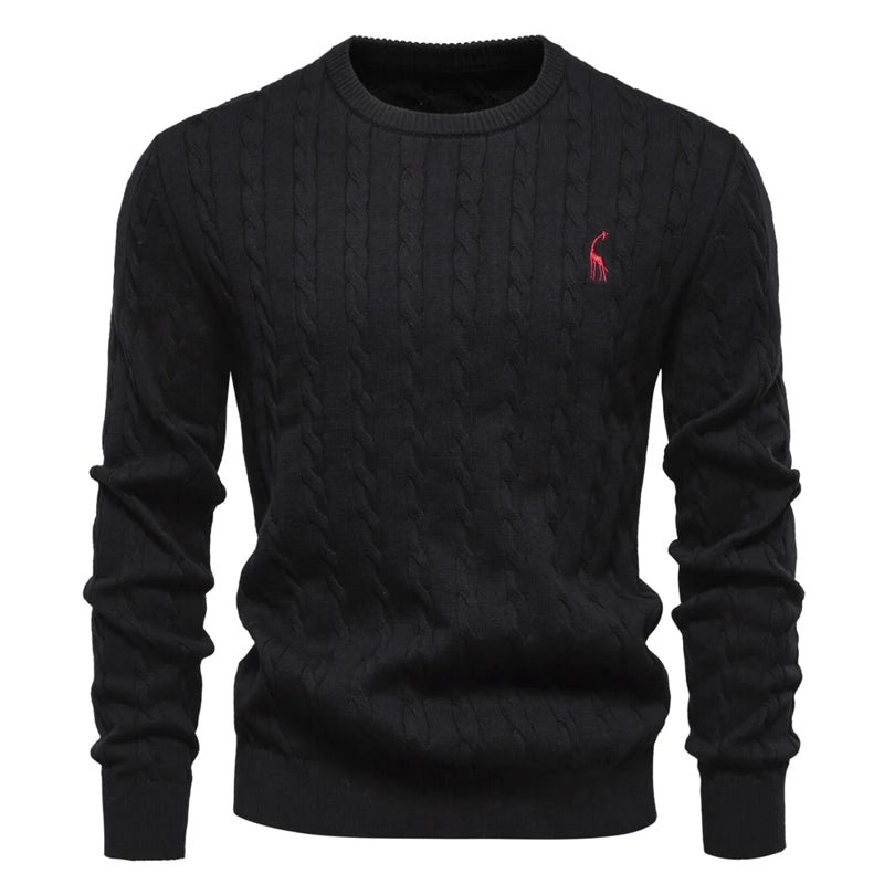 Round Neck Classic Twist Patterned Pullover Knitted Black Men's Clothing - Tophatter Daily Deals