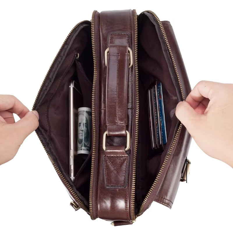 Cowhide Casual Handbag Tote Briefcase Bag - Tophatter Daily Deals