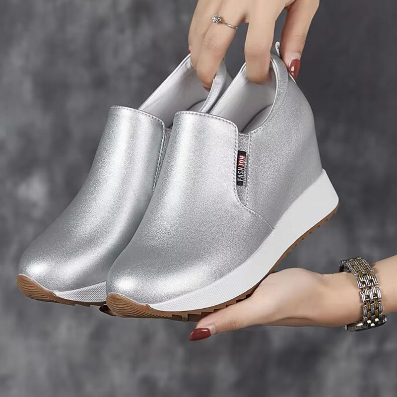 Genuine Leather Ankle Boot for Women 7cm Silver Boots - Tophatter Daily Deals