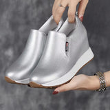 Genuine Leather Ankle Boot for Women 7cm Silver Boots - Tophatter Daily Deals