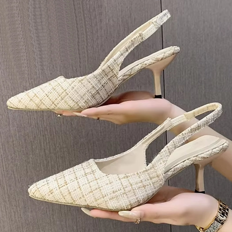 Fashion Versatile Heel Concise Modern Sandals for Women Beige Women Shoes - Tophatter Daily Deals