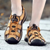 Summer Men Sandals Leather Beach Shoes Men Sandals - Tophatter Daily Deals