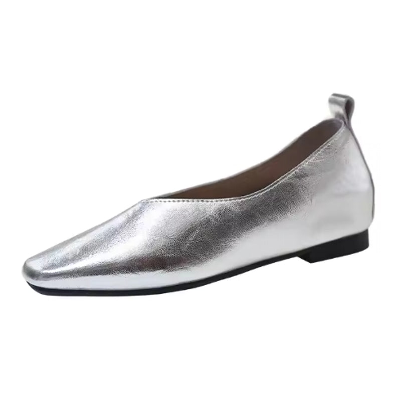 Grade Silver Loafers Casual Gold Pumps Square Toe Silver Women Shoes - Tophatter Daily Deals