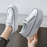 Women Chunky Leather Sneaker Loafer Shoes 8cm High Heel Sneaker - Tophatter Daily Deals