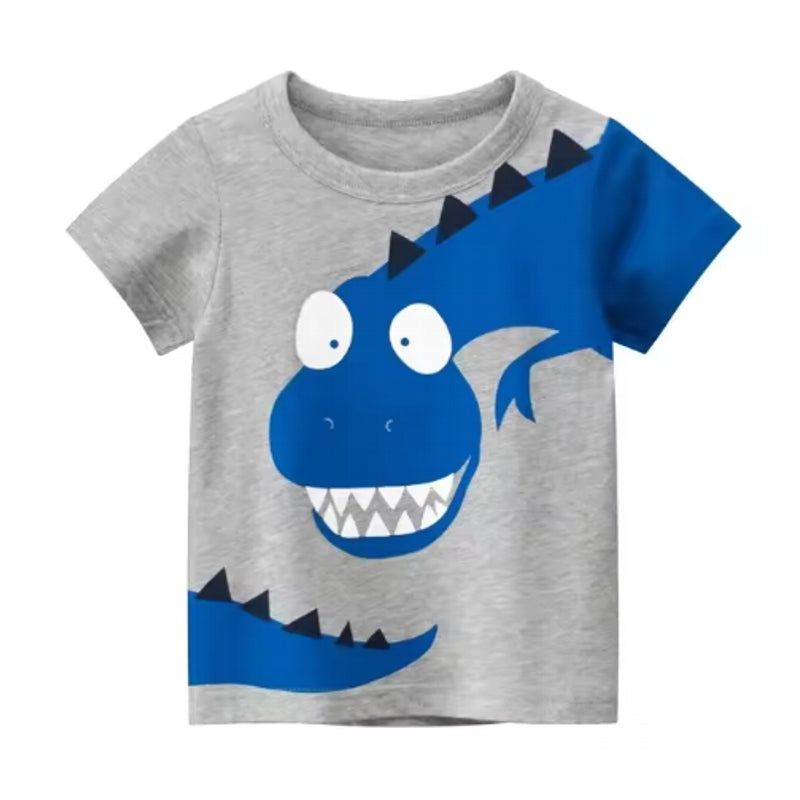 Cartoon Dinosaur T-shirts for boys O-neck children Cloth Blue kids clothing - Tophatter Daily Deals