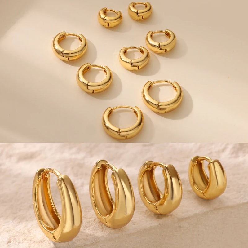 Retro style Chunky Gold Hoop Earrings for Women Earrings - Tophatter Daily Deals