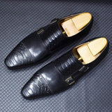 Calf Leather Comfortable Monk Strap Classic Crocodile Pattern Formal Shoes Men Dresses Shoes - Tophatter Daily Deals