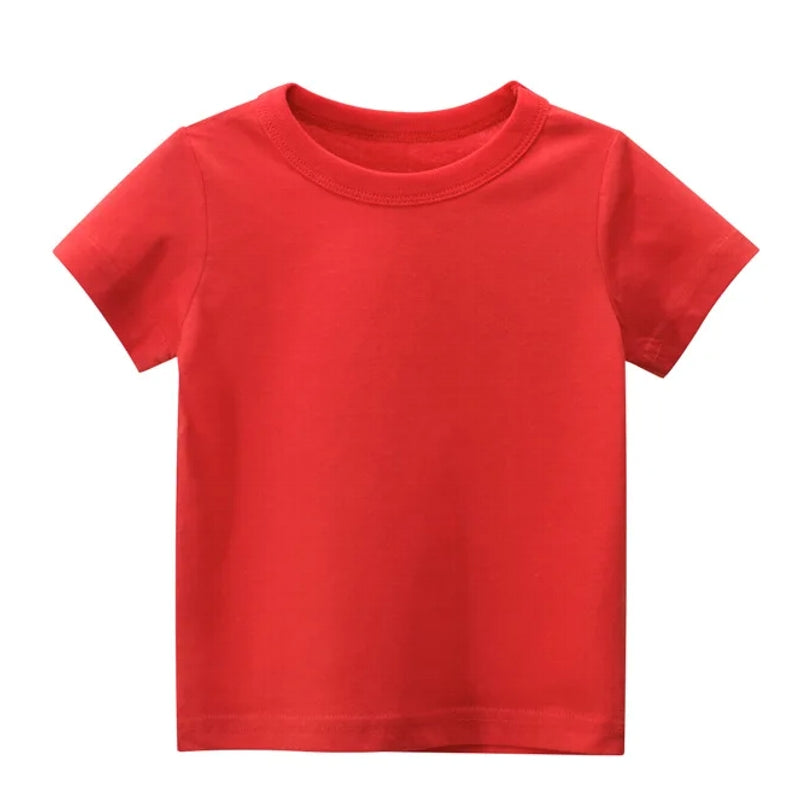 Summer Solid Color Children Cotton T-shirt 2-10Y Red kids clothing - Tophatter Daily Deals