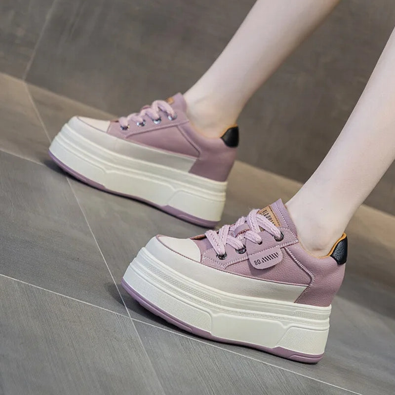 Cow Suede Genuine Leather Platform Shoes 9cm High Heel Sneaker - Tophatter Daily Deals