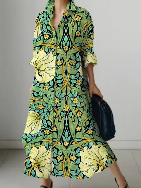 Women's Elegant Shirt Dresses Green Maxi Dresses - Tophatter Daily Deals