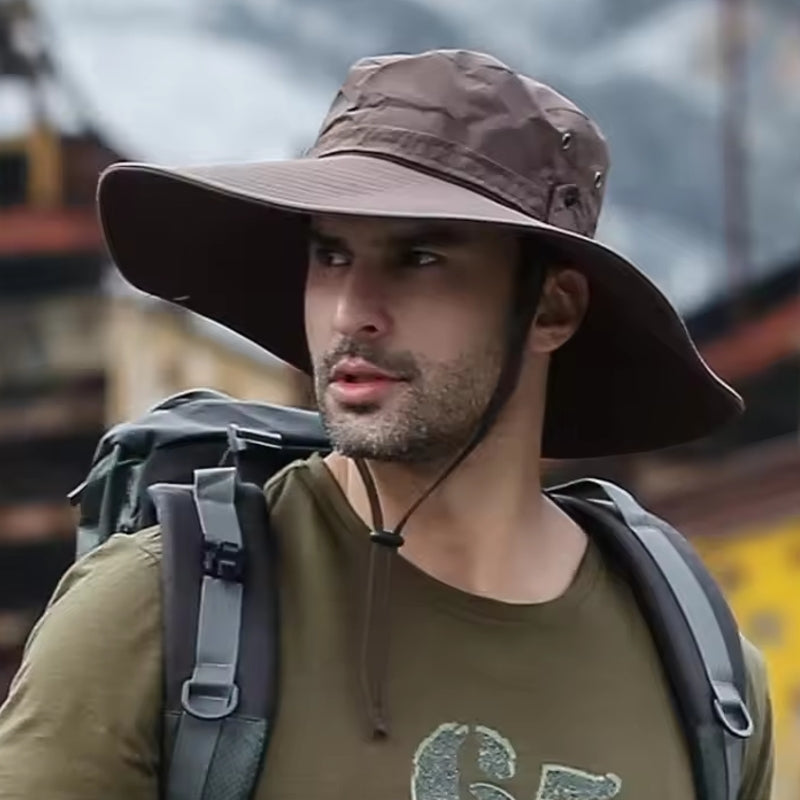 Men Outdoor Fishing Hiking Beach Hats Brown Cap - Tophatter Daily Deals