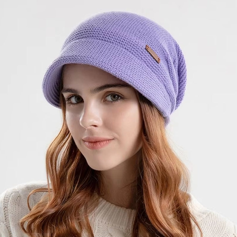 Winter Soft Plush Knitted Hat Purple Cap - Tophatter Daily Deals
