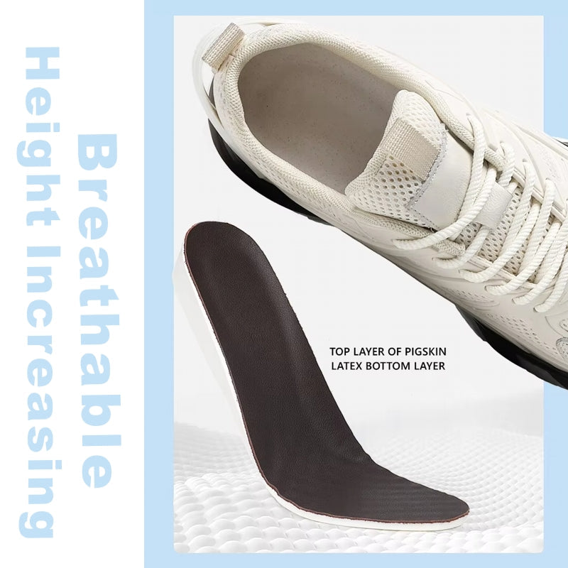 Unisex Cowhide Casual Height Increasing Shoes High Heel Sneaker - Tophatter Daily Deals