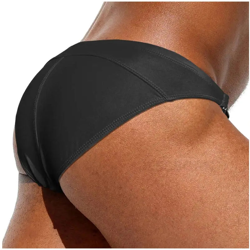 Men Bikini Waist Metal Buckle Beach Shorts Black Swimsuit - Tophatter Daily Deals