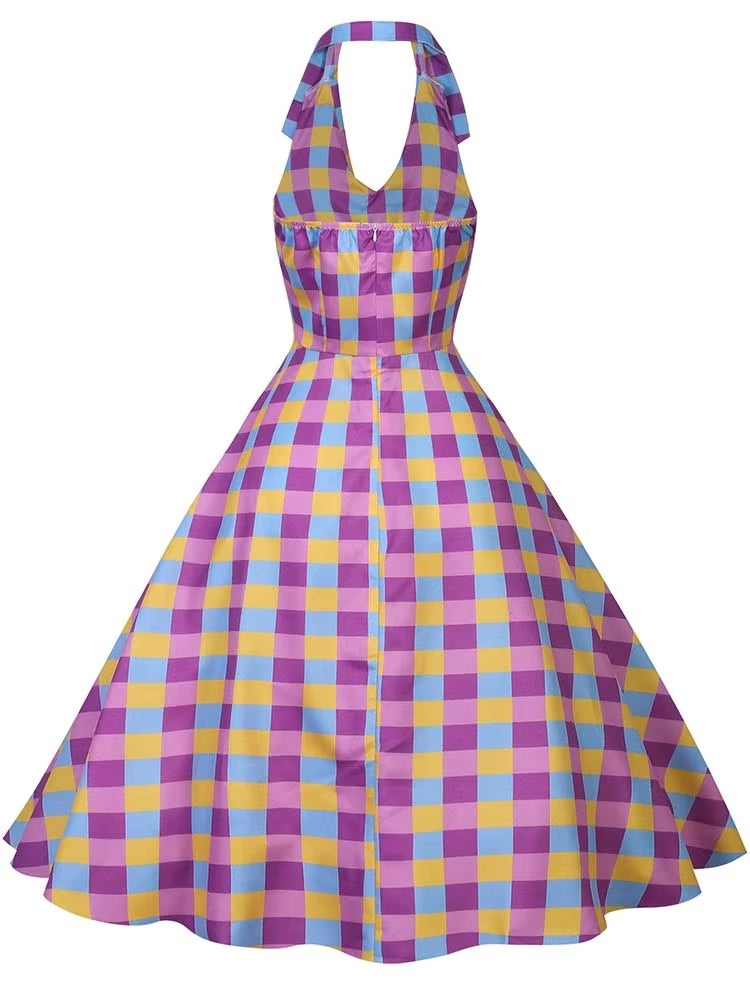 Retro Halter Party Midi Dresses Midi Dresses - Tophatter Daily Deals