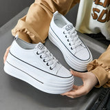 Women Chunky Leather Sneaker Loafer Shoes 8cm High Heel Sneaker - Tophatter Daily Deals