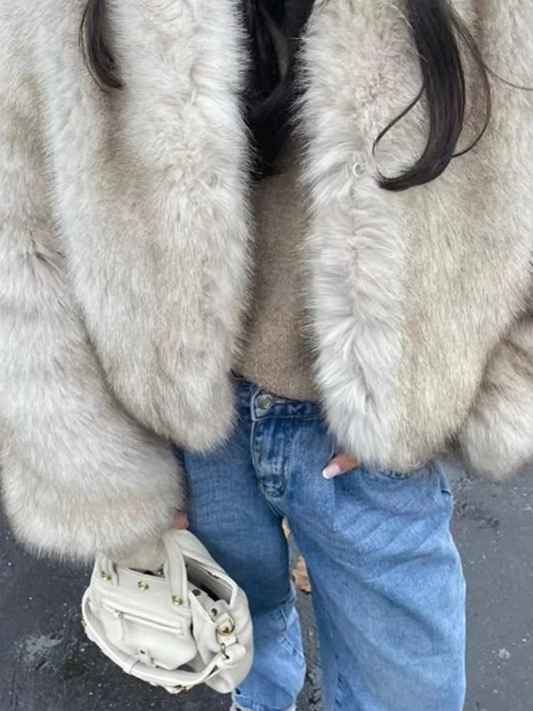 Gradient Cropped Faux Fur Coats Coats & Jackets - Tophatter Daily Deals