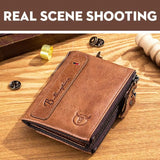 Genuine Leather Wallet for Men Vintage Bifold Wallets - Tophatter Daily Deals