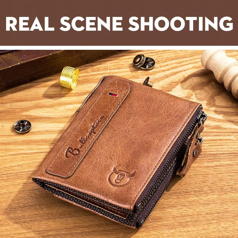 Genuine Leather Wallet for Men Vintage Bifold Wallets - Tophatter Daily Deals