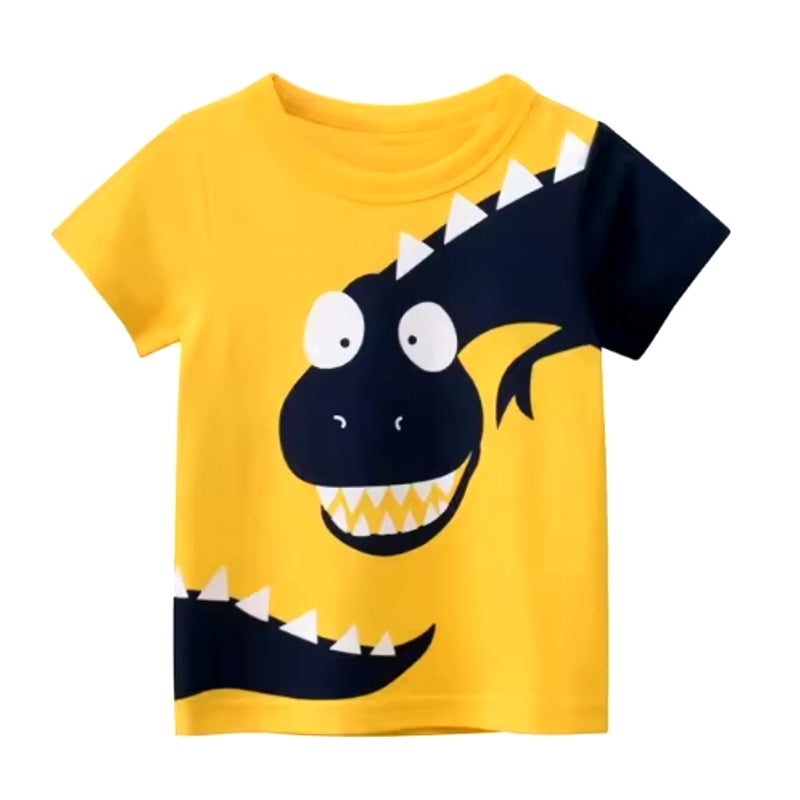 Cartoon Dinosaur T-shirts for boys O-neck children Cloth Black kids clothing - Tophatter Daily Deals
