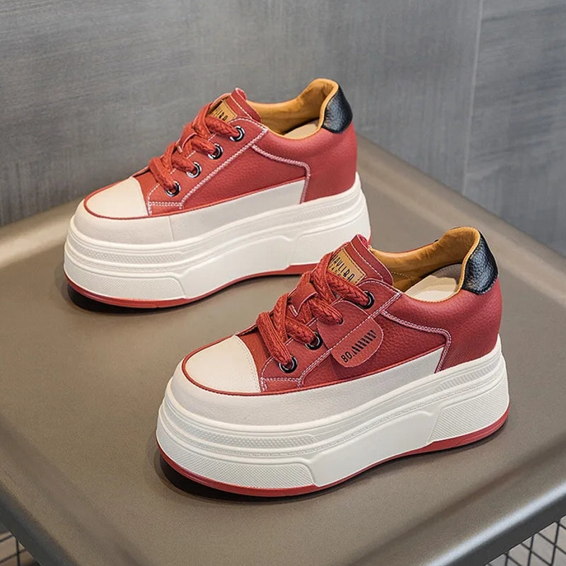 Cow Suede Genuine Leather Platform Shoes 9cm High Heel Sneaker - Tophatter Daily Deals