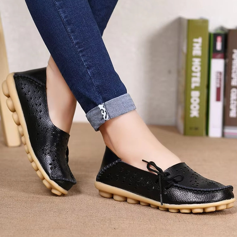 Women Casual Shoes Breathable Leather Loafers Women Shoes - Tophatter Daily Deals