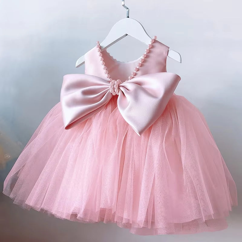 Toddler Girls 1-5 st Birthday Clothes Backless Bow Pink kids clothing - Tophatter Daily Deals