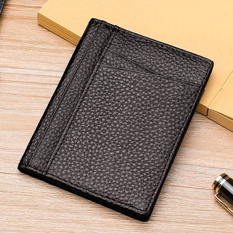 Super Slim Soft Wallet Genuine Leather Mini Credit Card Holder Brown Wallets - Tophatter Daily Deals