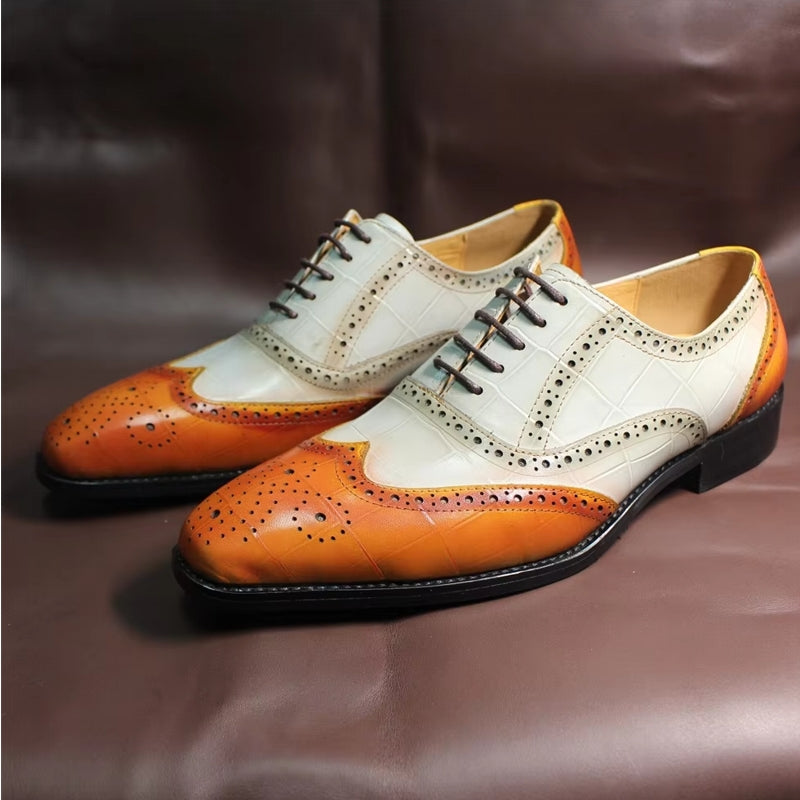 Luxury Leather Crocodile Pattern Oxford Shoes Men Dresses Shoes - Tophatter Daily Deals